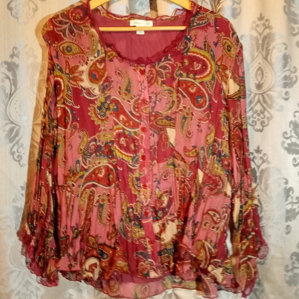 Coldwater Creek Paisley print Button down blouse * Size Large